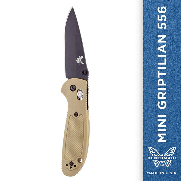 Benchmade Mini-Griptilian 556BKSN, Black Plain, Sand