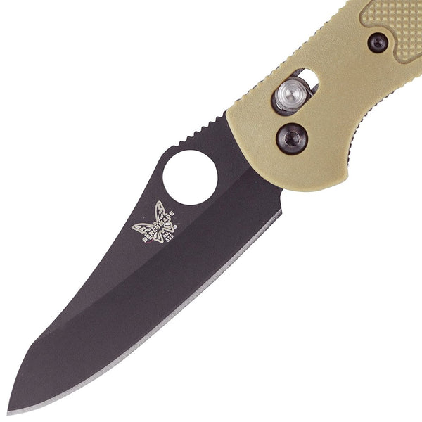 Benchmade Mini-Griptilian 555BKHGSN, Black Plain Hollow Ground, Sand