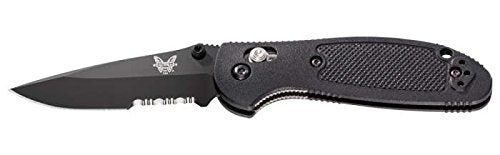 Benchmade Mini-Griptilian 556SBK, Black Serrated, Black