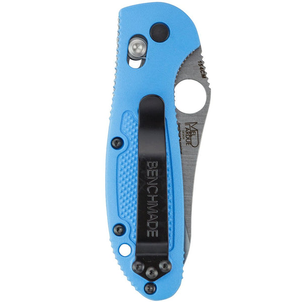 Benchmade Mini-Griptilian 555HG-BLU, Satin Plain Hollow Ground, Blue