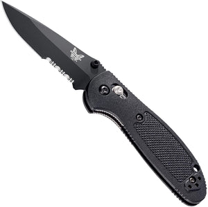 Benchmade Mini-Griptilian 556SBK-S30V, Black Coated and Handle, Serrated