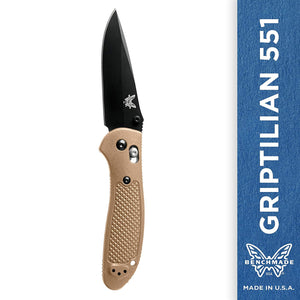 Benchmade Griptilian 551BKSN, Black Coated, Sand