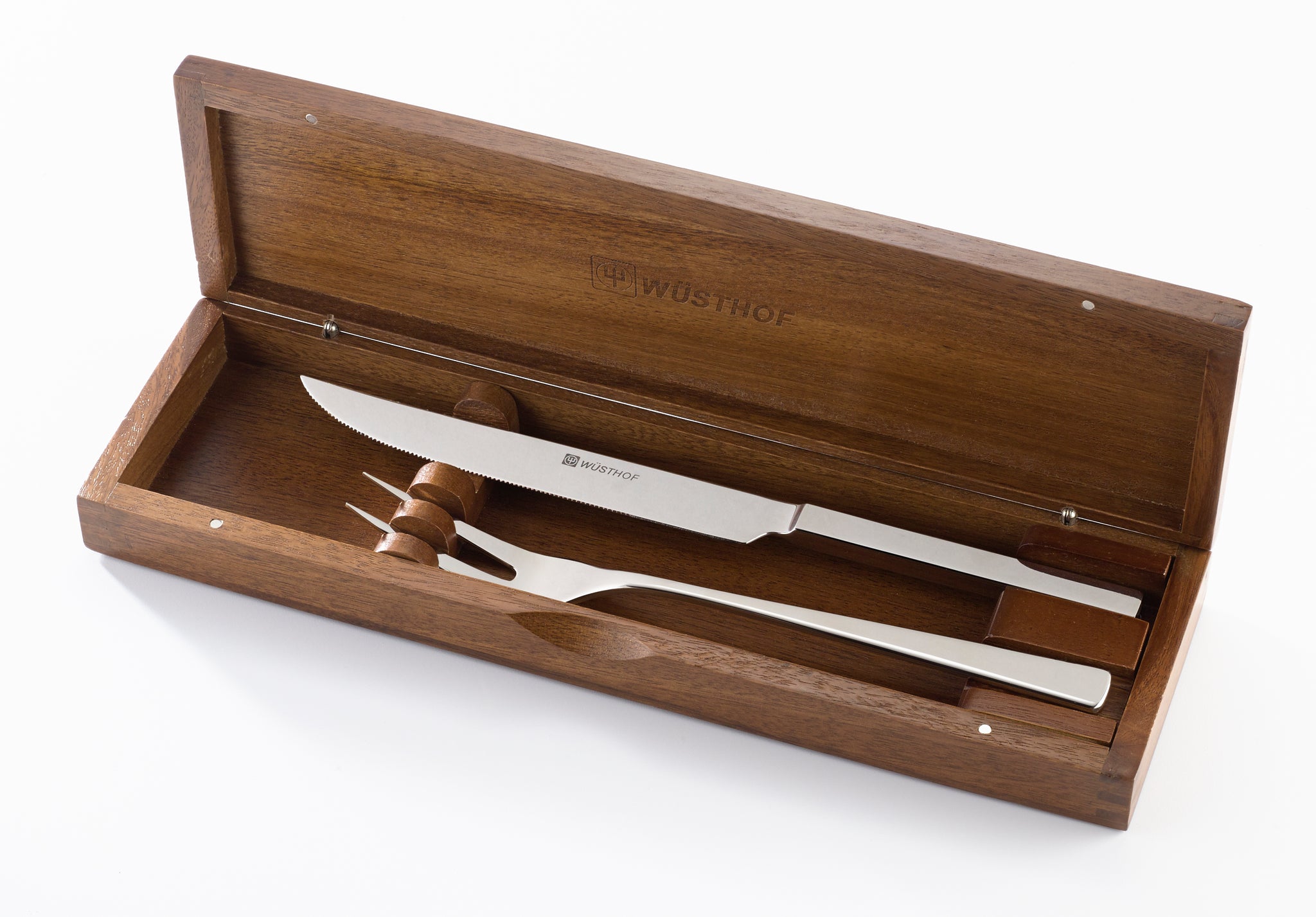 Wusthof Stainless Two Piece Carving Set, Walnut Chest