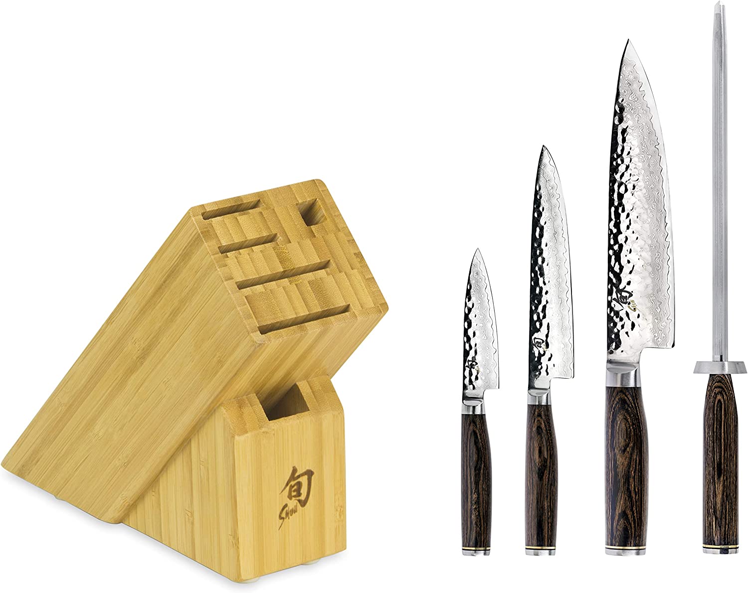 Shun Premier 5-Piece Starter Block Set, Includes 8” Chef's Knife, 4” Paring Knife, 6.5” Utility Knife, & Honing Steel